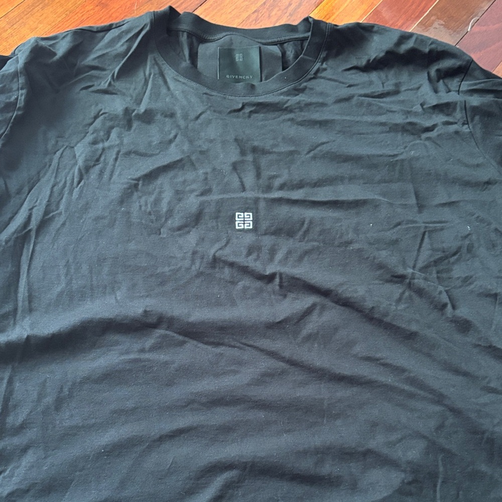 Givenchy Black Crewneck Tee with Tiny Centered Logo